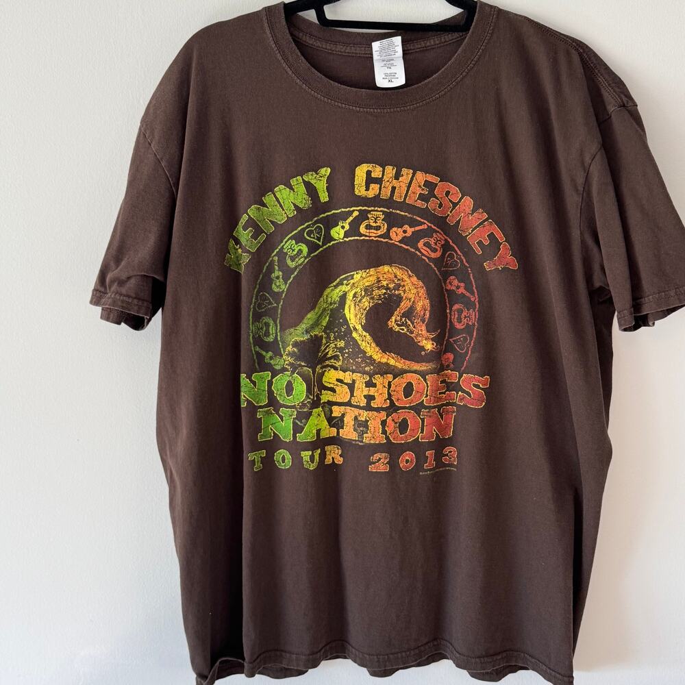 Kenny Chesney No Shoes Nation Tour 2013 T Shirt XL Brown Gildan Country Music
